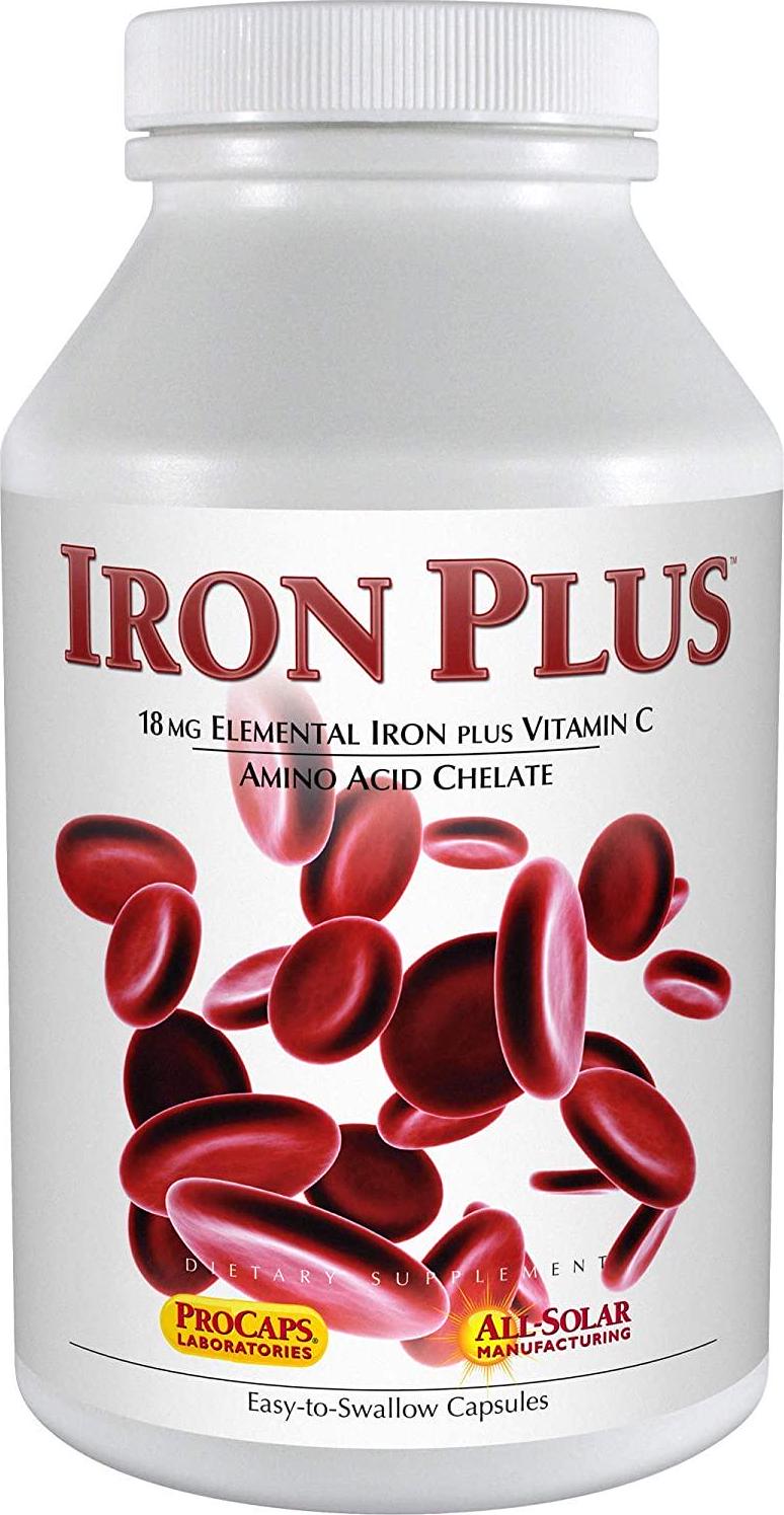 Andrew Lessman Iron Plus 180 Capsules – 18mg Iron, 100% Pure Amino Acid Chelated Iron (Glycinate and Aspartate), Plus Vitamin C for Increased Absorption, Small, Easy to Swallow Capsules, No Additives