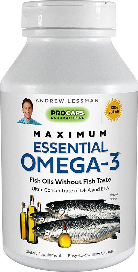 Andrew Lessman Maximum Essential Omega-3 Orange 360 Softgels - High Potency Omega-3 Oils. High DHA, No Fishy Aftertaste, No Stomach Upset, No Contaminants, No Mercury. Small Easy to Swallow Softgels