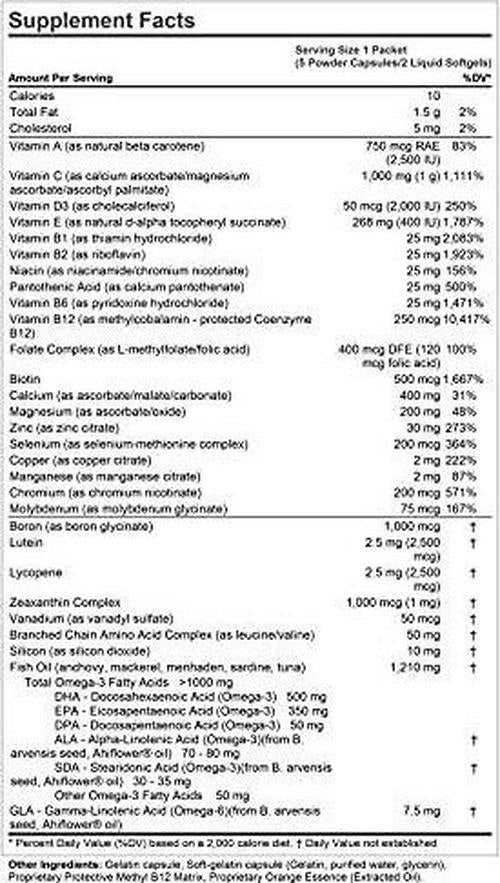 Andrew Lessman Multivitamin - Women's Complete with Maximum Essential Omega-3 1000 mg 60 Packets – 30+ High Potencies of All Nutrients, Essential Vitamins, Minerals and Carotenoids. No Additives