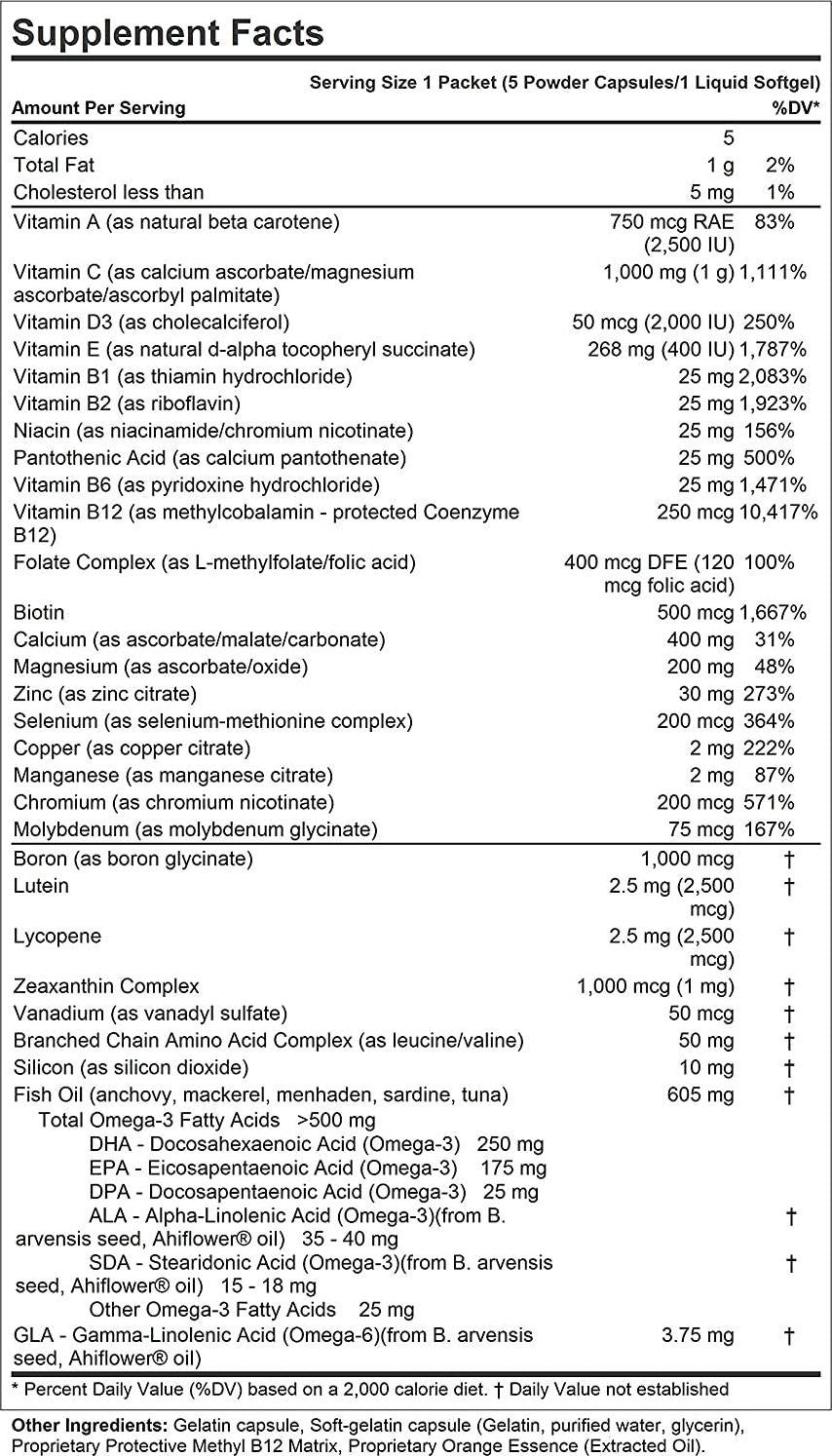 Andrew Lessman Multivitamin - Women's Complete with Maximum Essential Omega-3 500 mg 120 Packets – 30+ High Potencies of All Nutrients, Essential Vitamins, Minerals and Carotenoids. No Additives