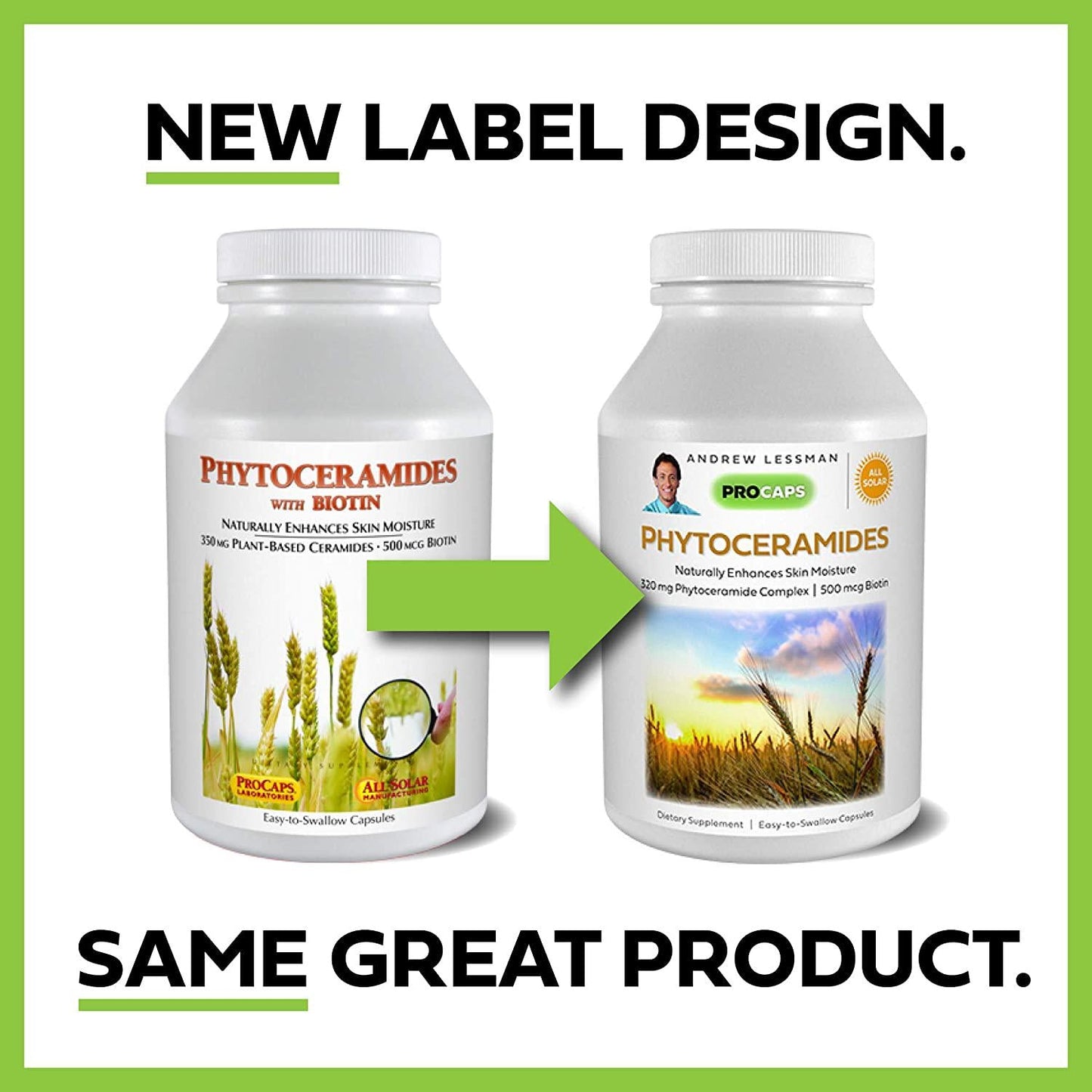 Andrew Lessman Phytoceramides 350 with Biotin 240 Softgels - Skin&#039;s Vital Natural Internal Moisturizer. Naturally Enhances Soft, Smooth, Radiant Skin. No Additives. Small Easy to Swallow Softgels