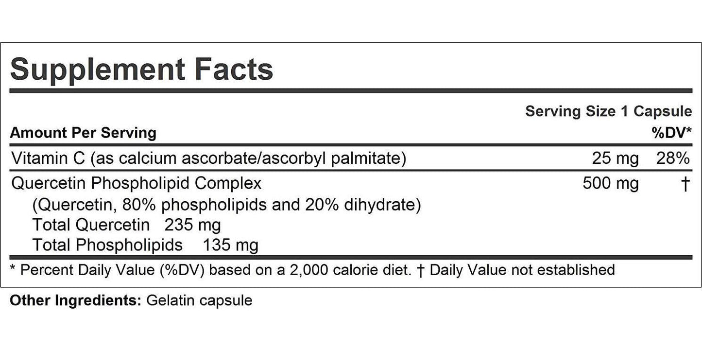 Andrew Lessman Quercetin 500-240 Capsules - 500 mg Unique Quercetin Phospholipid Complex, Highly Absorbable Formula to Support Healthy Heart, Circulatory and Immune Function. No Additives.