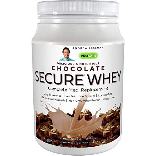 Andrew Lessman Secure Whey Complete Meal Replacement - Chocolate 30 Servings Only 67 Calories, 7 Grams Whey Protein, Vitamins/Minerals, Low-Fat, Nutritious, Delicious, Mixes Instantly