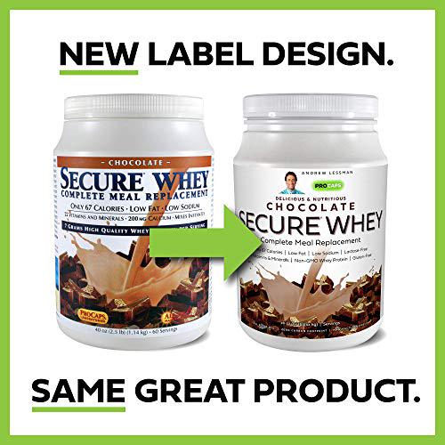 Andrew Lessman Secure Whey Complete Meal Replacement - Chocolate 30 Servings Only 67 Calories, 7 Grams Whey Protein, Vitamins/Minerals, Low-Fat, Nutritious, Delicious, Mixes Instantly