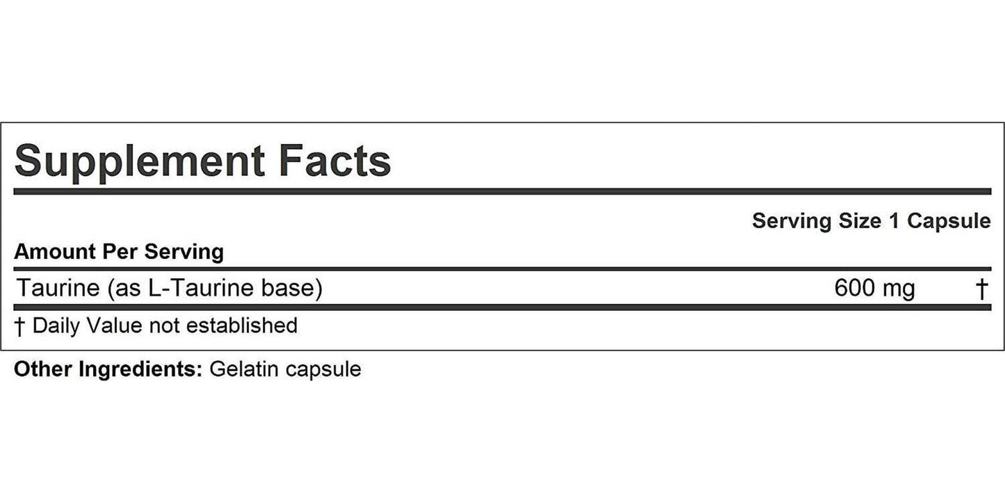 Andrew Lessman Taurine 600-360 Capsules Supports Healthy Blood Pressure, Heart, Liver, Eye and Ear Health. Pure, High Potency Source of The Amino Acid Taurine. No Additives