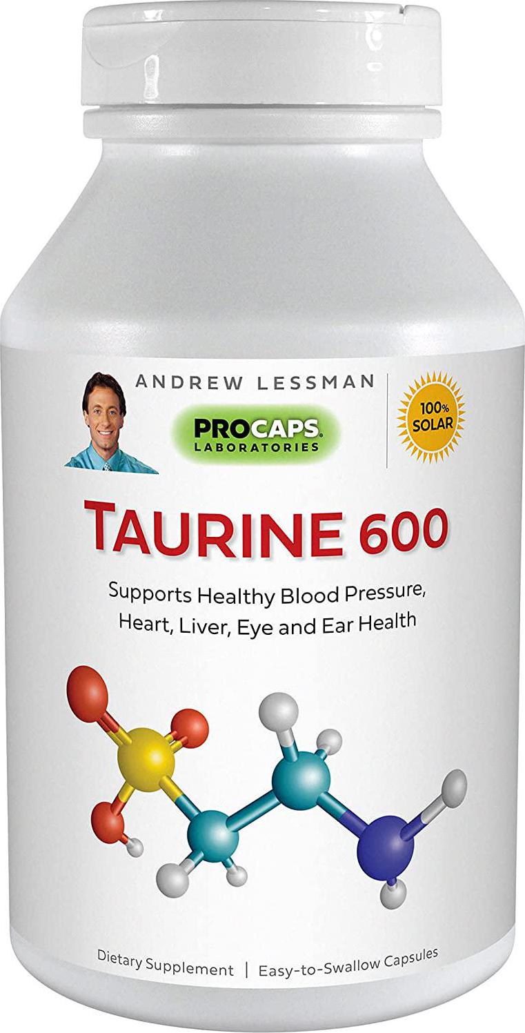 Andrew Lessman Taurine 600-360 Capsules Supports Healthy Blood Pressure, Heart, Liver, Eye and Ear Health. Pure, High Potency Source of The Amino Acid Taurine. No Additives