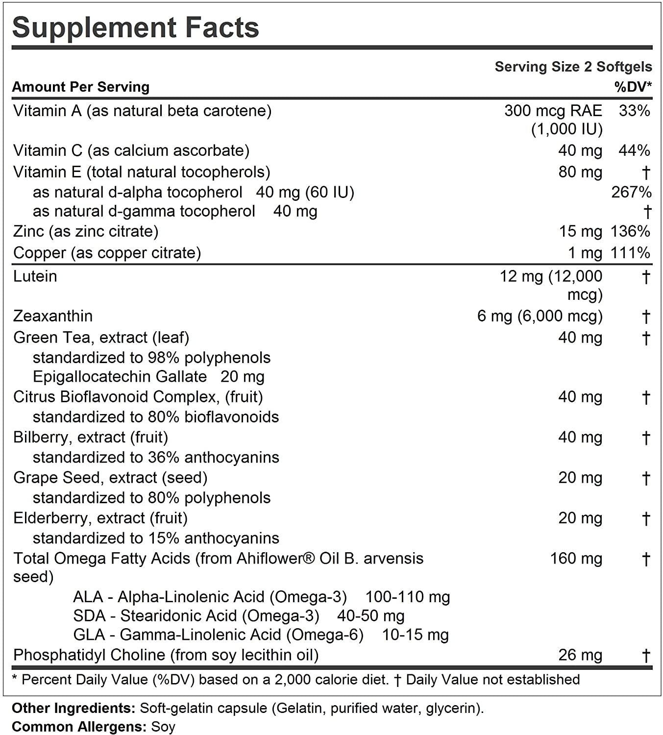 Andrew Lessman Ultimate Eye Support 30 Capsules - 10mg Lutein, 5mg Zeaxanthin, Bilberry, Key Nutrients to Support Eye Health and Promote Healthy Vision. No Additives. Easy to Swallow Capsules
