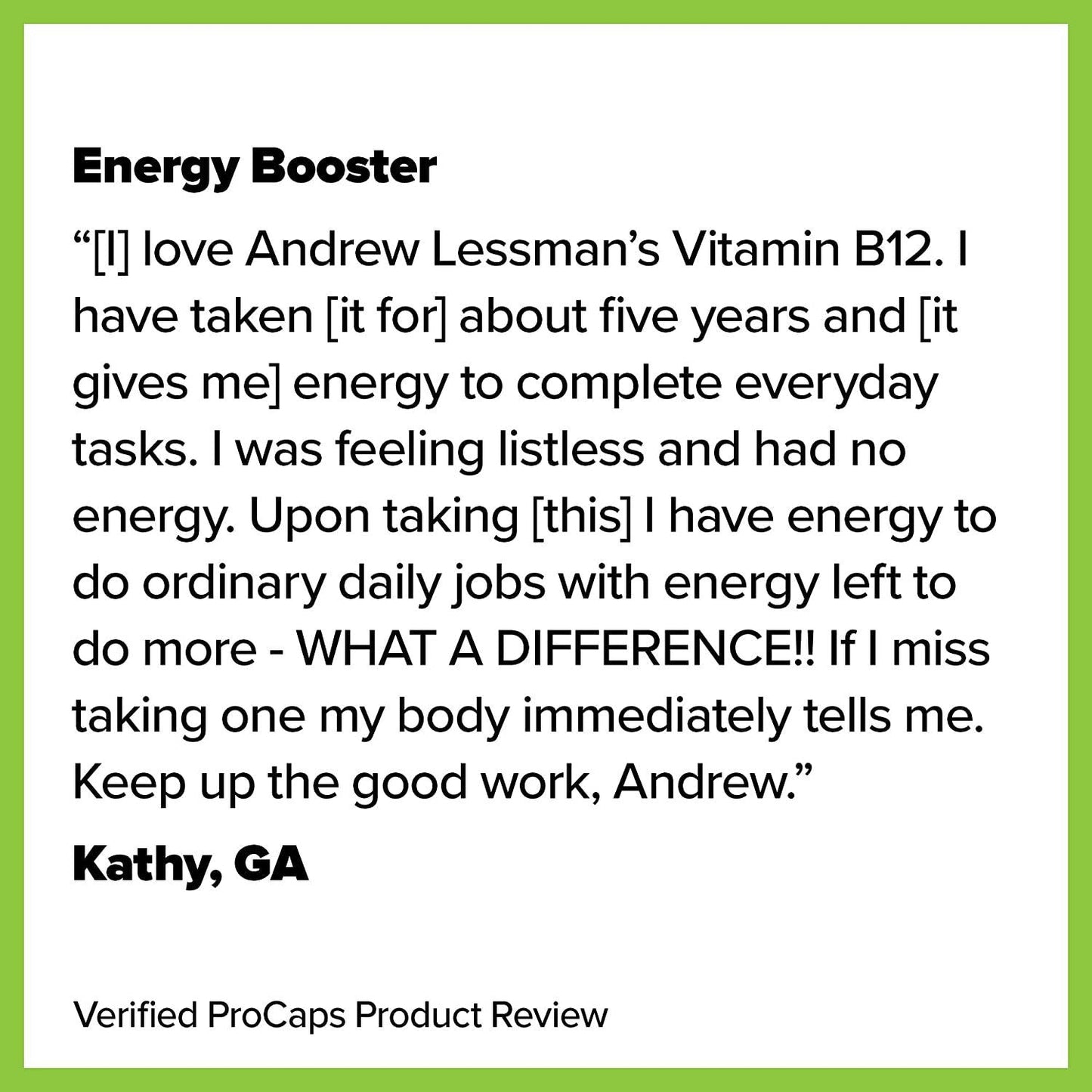 Andrew Lessman Vitamin B12 250 60 Capsules Absorption-Protected Methylcobalamin (Natural Coenzyme Vitamin B12), Essential for Energy and Stress Support, Plus B-Complex, Easy to Swallow Capsules