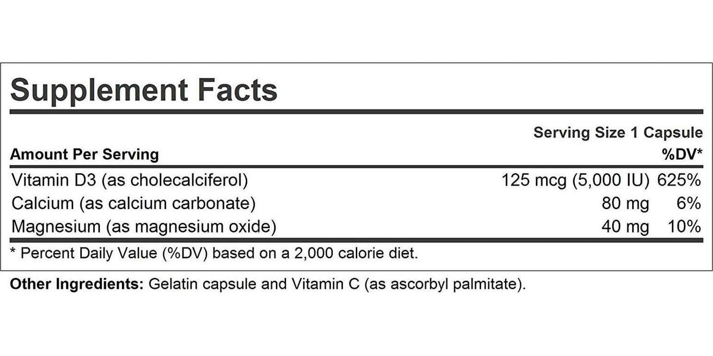 Andrew Lessman Vitamin D3 5000 IU 60 Capsules – High Potency, Essential for Calcium Absorption, Supports Bone Health, Healthy Muscle Function, Immune System and More. Small Easy to Swallow Capsules