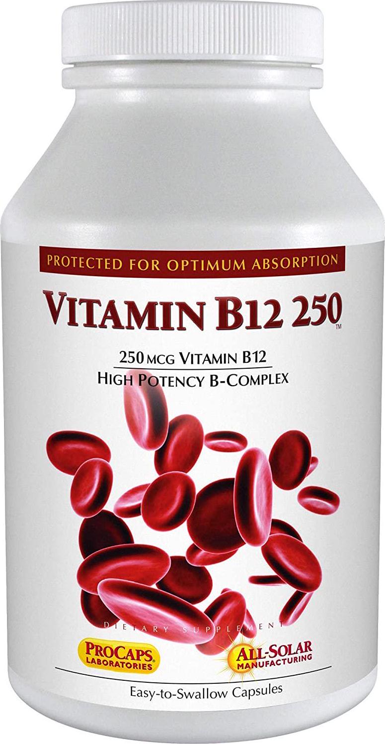 Andrew Lessman Vitamin B12 250 60 Capsules Absorption-Protected Methylcobalamin (Natural Coenzyme Vitamin B12), Essential for Energy and Stress Support, Plus B-Complex, Easy to Swallow Capsules