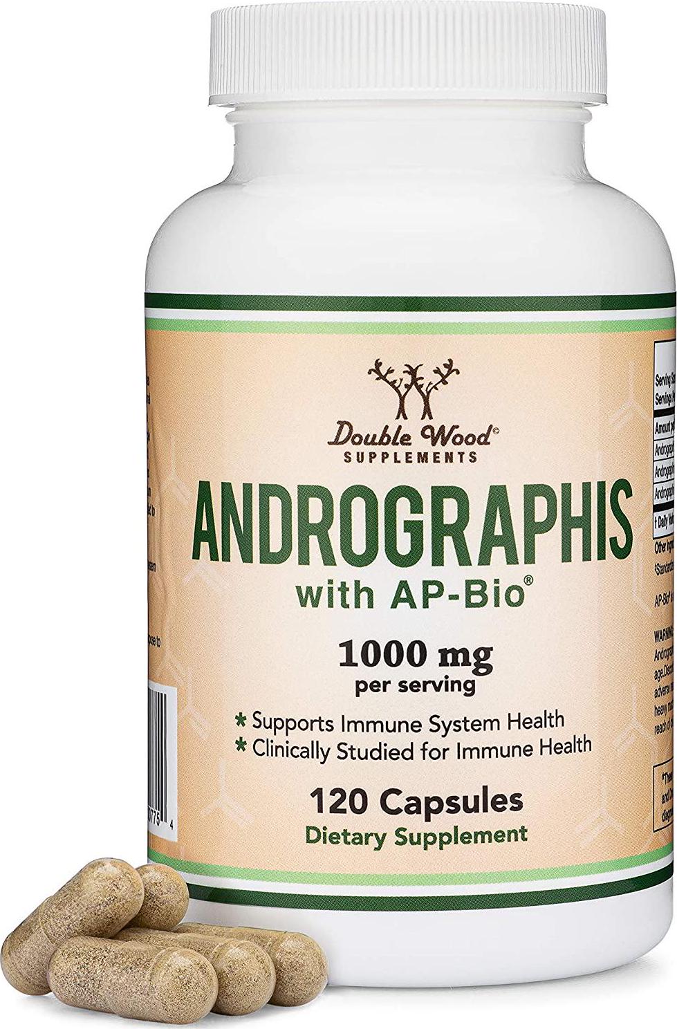 Andrographis - 1,000mg Serving Size (120 Capsules) with AP-Bio (Patented Andrographis Paniculata Extract) - Clinically Studied to Boost Immune System by Double Wood Supplements