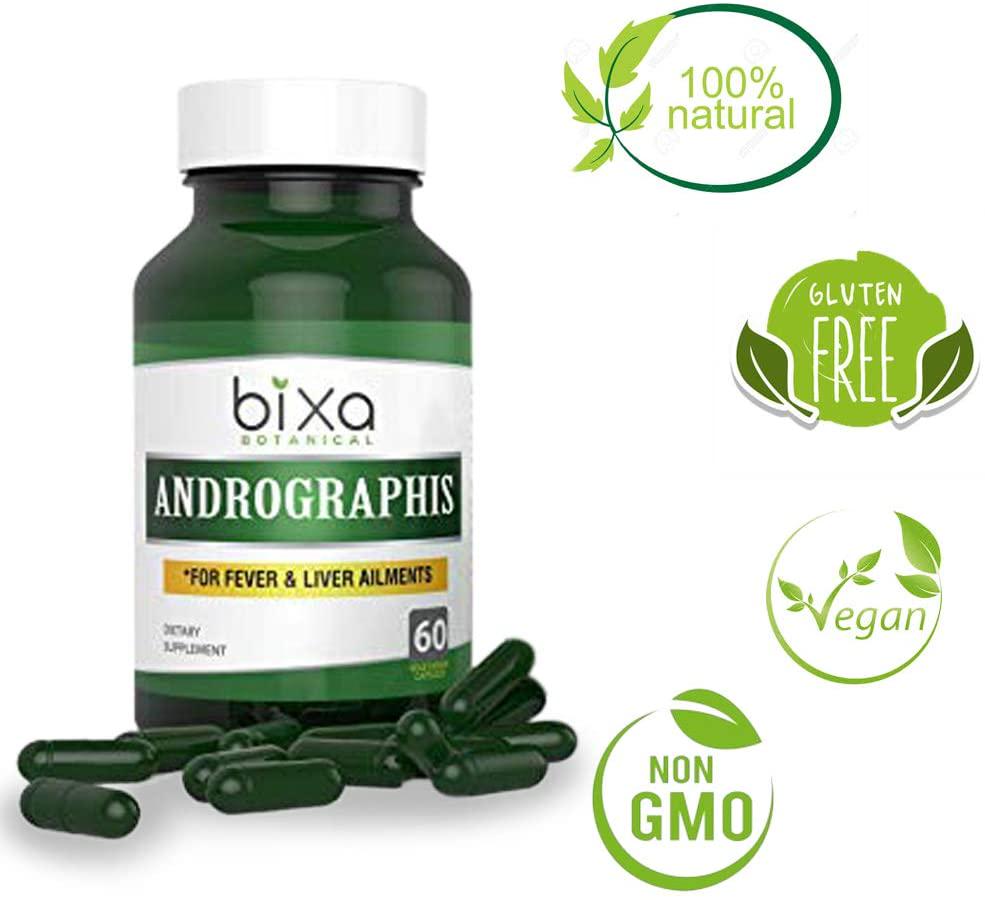 Andrographis Extract 20% Andrographolide 60 Veg Capsules (450mg) | Natural Liver Tonic (Kalmegh Extract) | Herbal Supplement for Healthy Immunity | Bixa Botanical