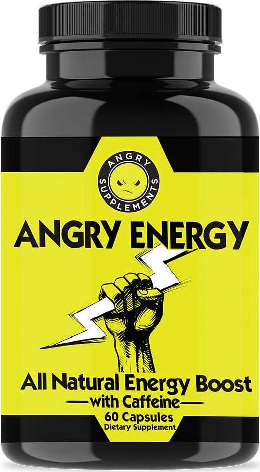 Angry Energy Caffeine Capsules by Angry Supplements, All Natural Non-GMO Energy Booster, Increase Stamina and Focus, Mind and Body Health (1-Bottle)