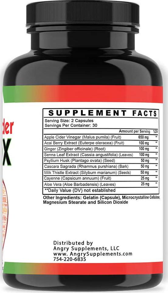 Angry Supplements Apple Cider Detox, Weight Loss Cleanse for Men and Women, Maximum Strength Formula for Improved Digestion, Heart Health, All-Natural Diet Aid (1-Bottle)