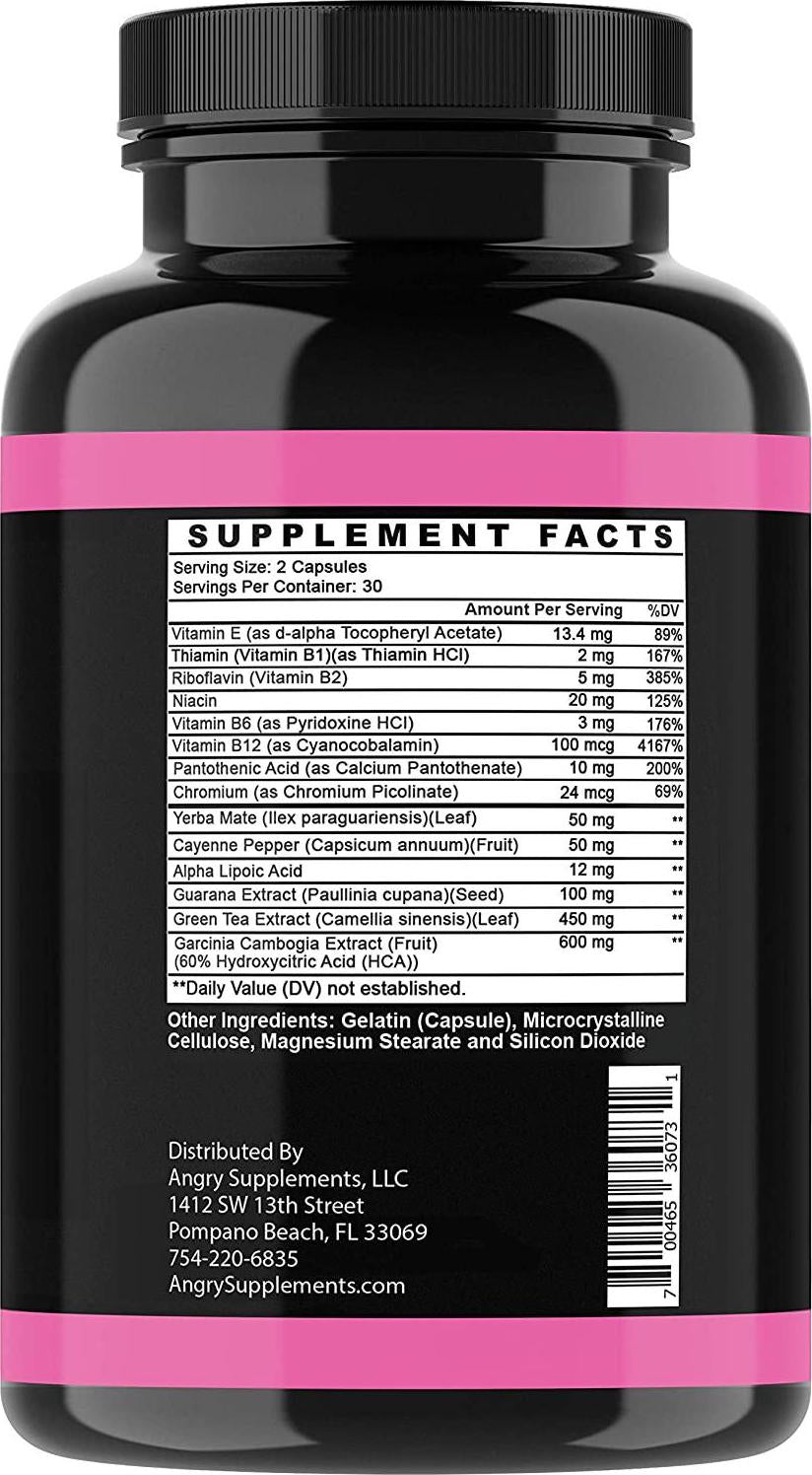 Angry Supplements Hot and Skinny Thermogenic Diet Pills, Weight Loss Capsules for Women, Fast Fat Burning, Non-GMO All-Natural Metabolism Booster, Appetite Suppressant (1-Bottle, 60 ct)
