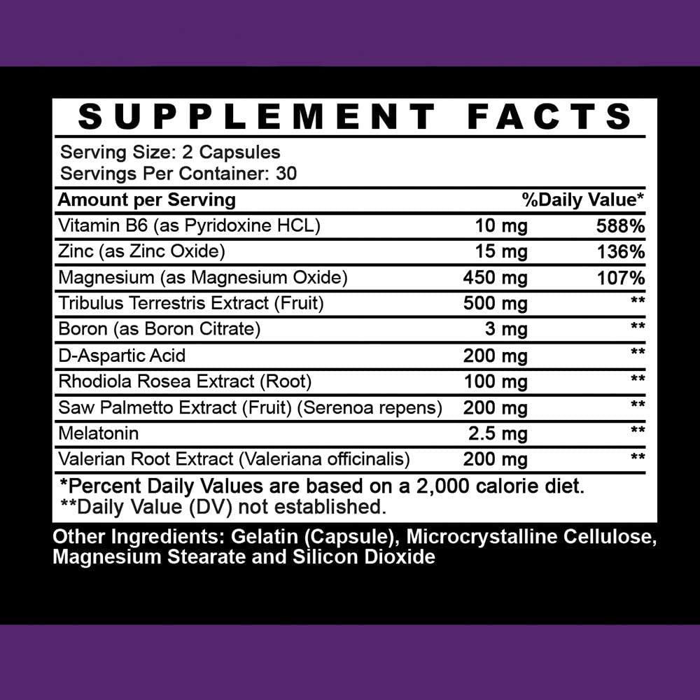 Angry Supplements Monster Test PM Testosterone Booster Plus Sleep Aid-Jack T-Levels All Natural, Made in USA, Powerful and Potent Ingredient, Boost Energy and Performance in Gym and Bedroom (1-Bottle)