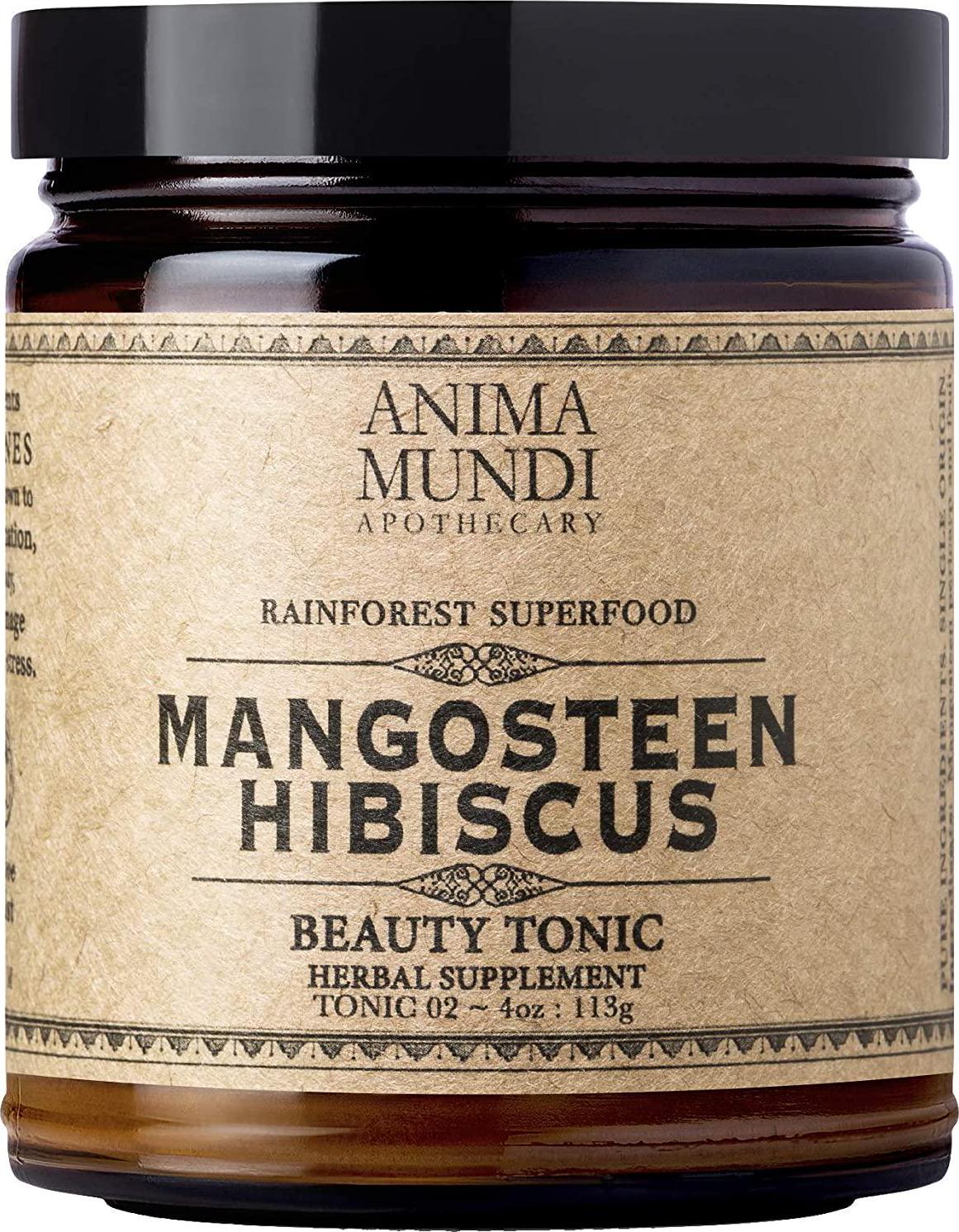 Anima Mundi Mangosteen Hibiscus Beauty Tonic - Organic Mangosteen Fruit Powder with Hibiscus Flower - Contains Naturally-Occurring Vitamin C from Mangosteen for Skin and Immune Support (4oz / 113g)