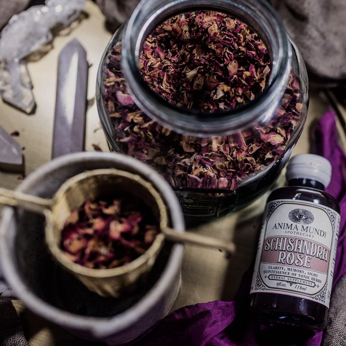 Anima Mundi Schisandra Rose Elixir - Liquid Schisandra Berry Adaptogen Supplement with Wildcrafted Rose Petals for Liver and Kidney Support - Anima Mundi Beauty Supplements (4oz / 120ml)