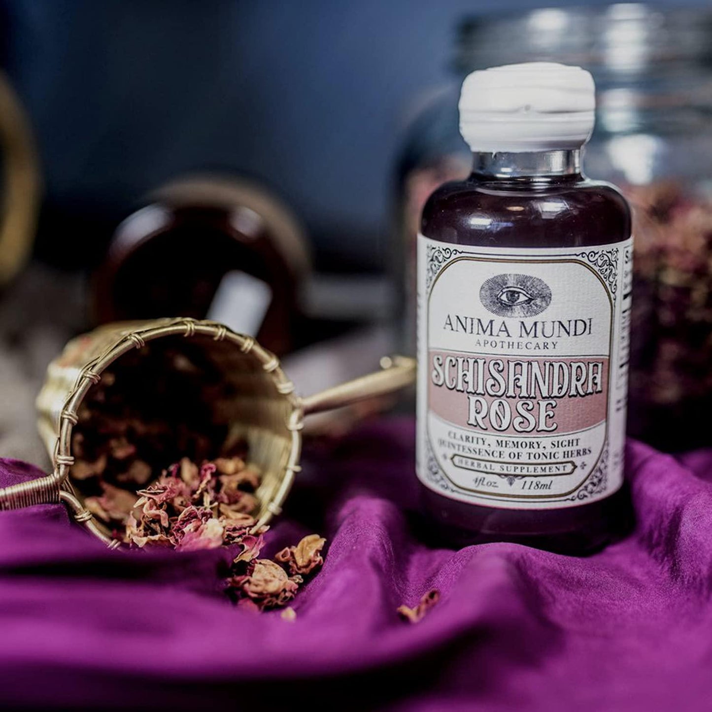 Anima Mundi Schisandra Rose Elixir - Liquid Schisandra Berry Adaptogen Supplement with Wildcrafted Rose Petals for Liver and Kidney Support - Anima Mundi Beauty Supplements (4oz / 120ml)