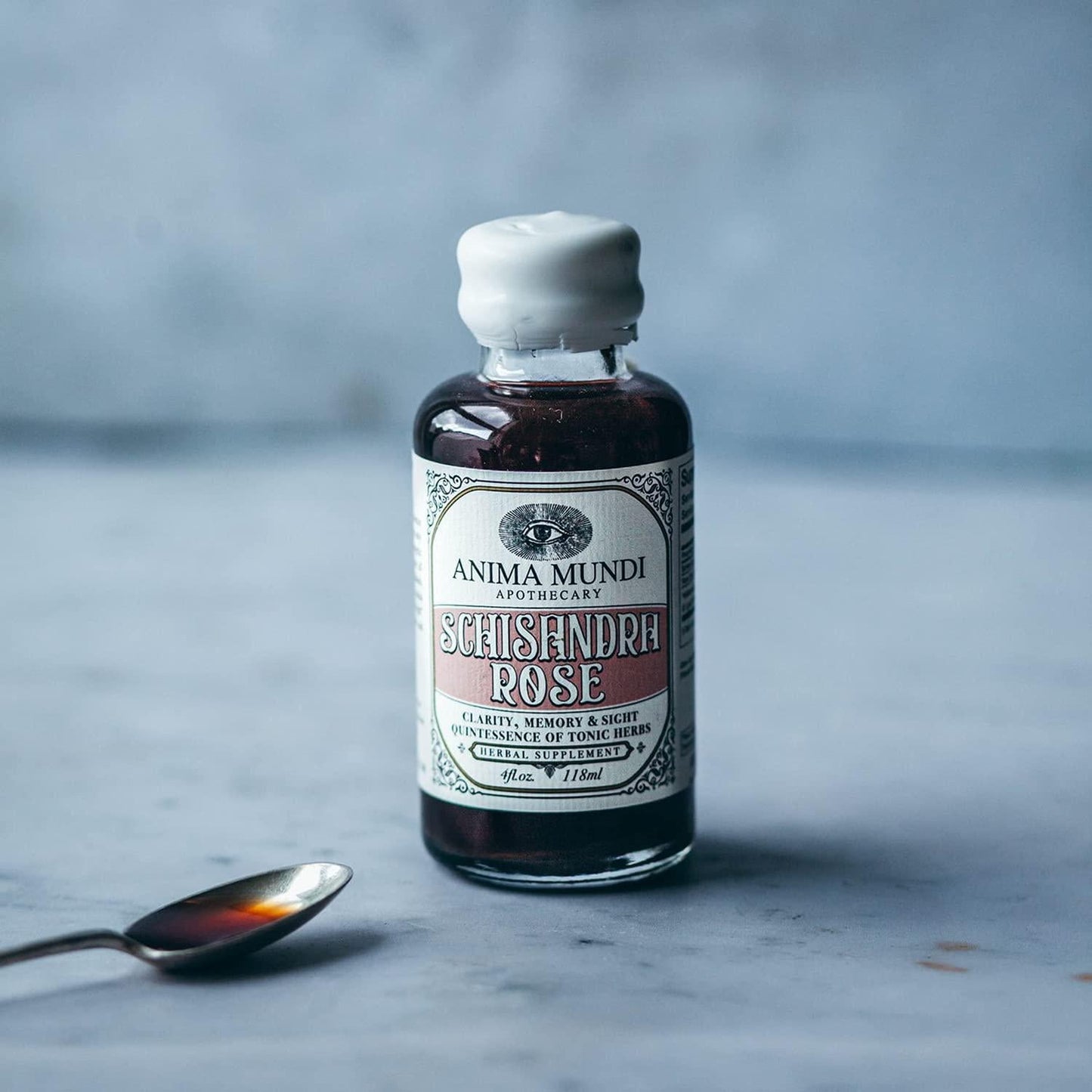 Anima Mundi Schisandra Rose Elixir - Liquid Schisandra Berry Adaptogen Supplement with Wildcrafted Rose Petals for Liver and Kidney Support - Anima Mundi Beauty Supplements (4oz / 120ml)