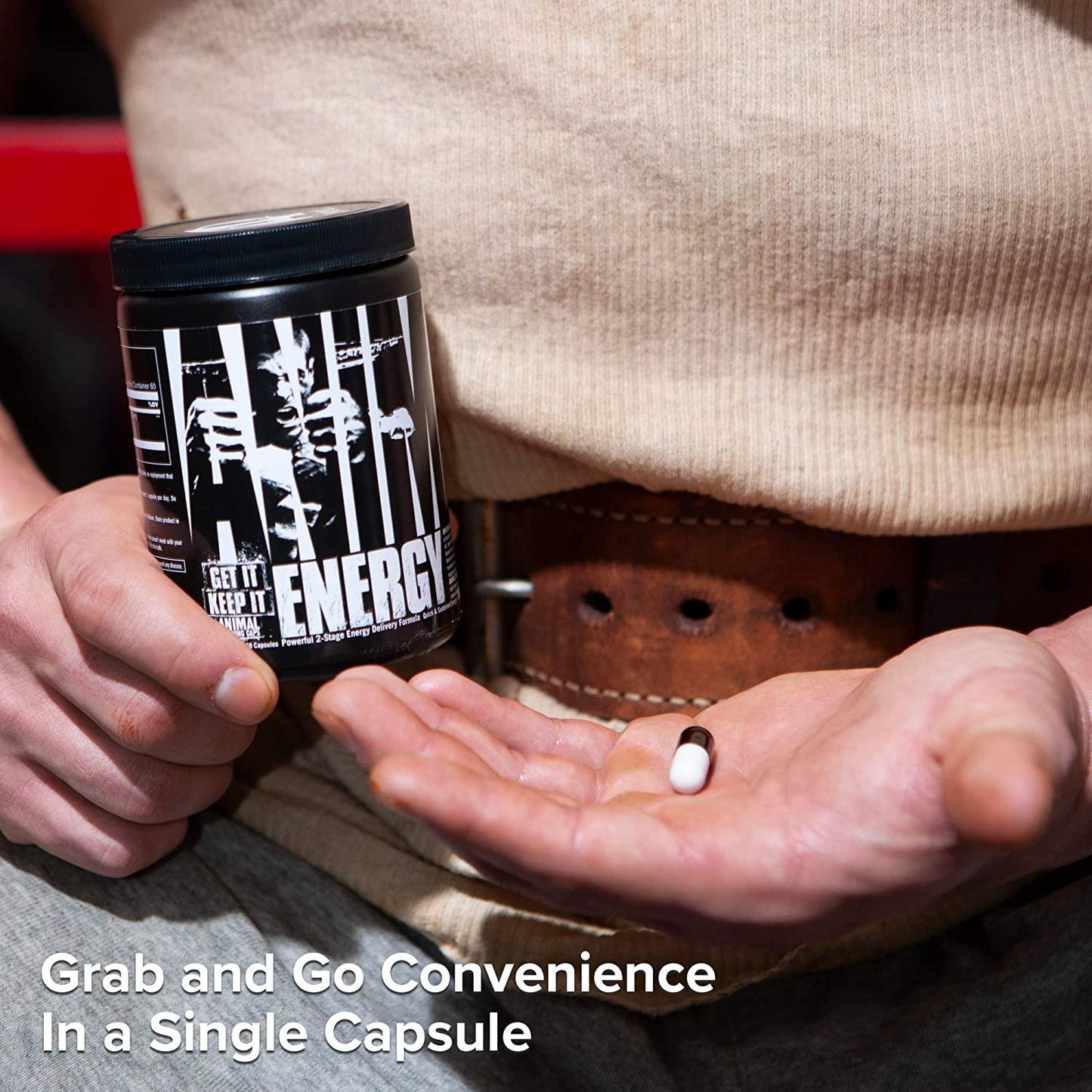 Animal Energy - Powerful 2 Stage Energy Delivery System - 300mg Caffeine per Capsule - Quick and Sustained Energy - Mood and Mental Focus Support - 60 Capsules, Black and White (3287)