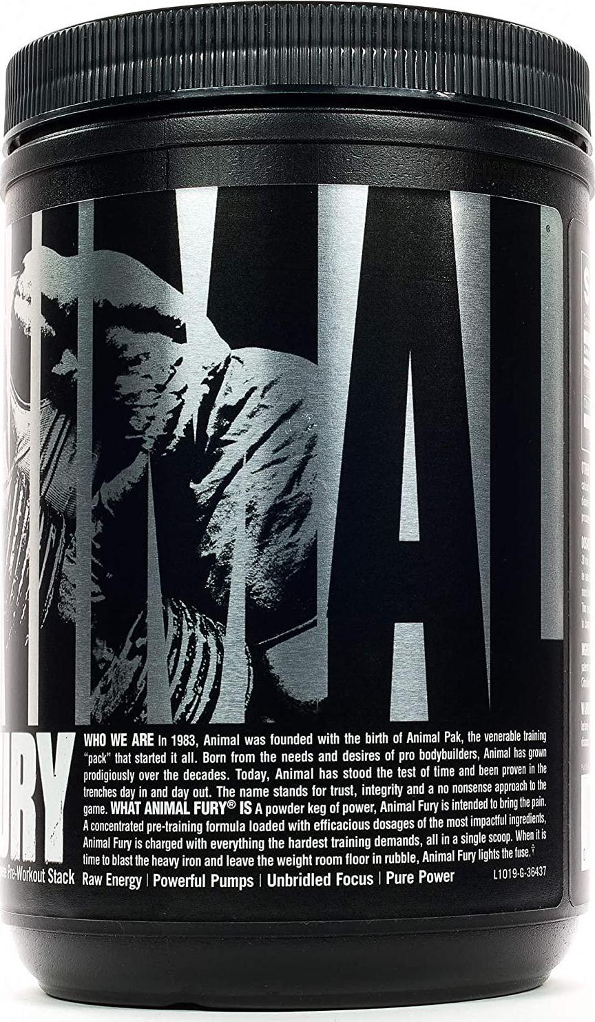 Animal Fury - Pre Workout Powder Supplement for Energy and Focus - 5g BCAA, 350mg Caffeine, Nitric Oxide, Without Creatine - Powerful Stimulant for Bodybuilders - Ice Pop - 30 Servings