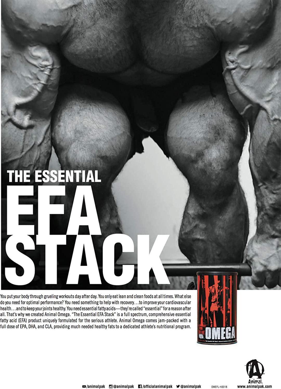 Animal Omega - Omega 3 6 Supplement - Fish Oil, Flaxseed Oil, Salmon Oil, Cod Liver, Herring, and more - 10 Sources of Omegas and EFAs - Full dose of EPA, DHA, CLA + Absorption Complex - 30 Day Pack