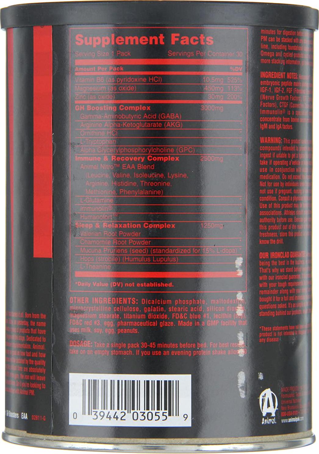 Animal PM - Zinc, Magnesium, Vitamin B6 - GBA + AKG - Immune and Recovery Complex - Sleep and Relaxation Complex - Night time Anabolic Recovery Stack - 30 Night Supply