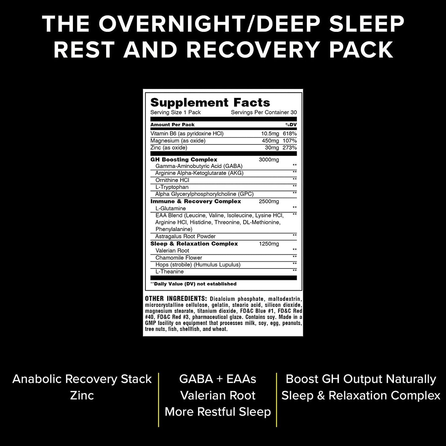 Animal PM - Zinc, Magnesium, Vitamin B6 - GBA + AKG - Immune and Recovery Complex - Sleep and Relaxation Complex - Night time Anabolic Recovery Stack - 30 Night Supply