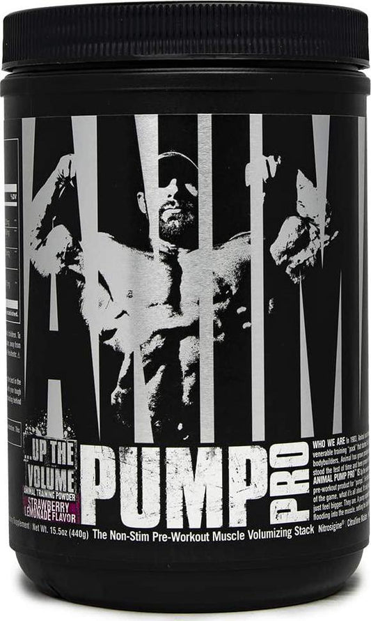 Animal Pump Pro Powder Non Stimulant Preworkout Pump and Cell volumization with Added Sea Salt for Electrolytes 20 Servings - Strawberry Lemonade