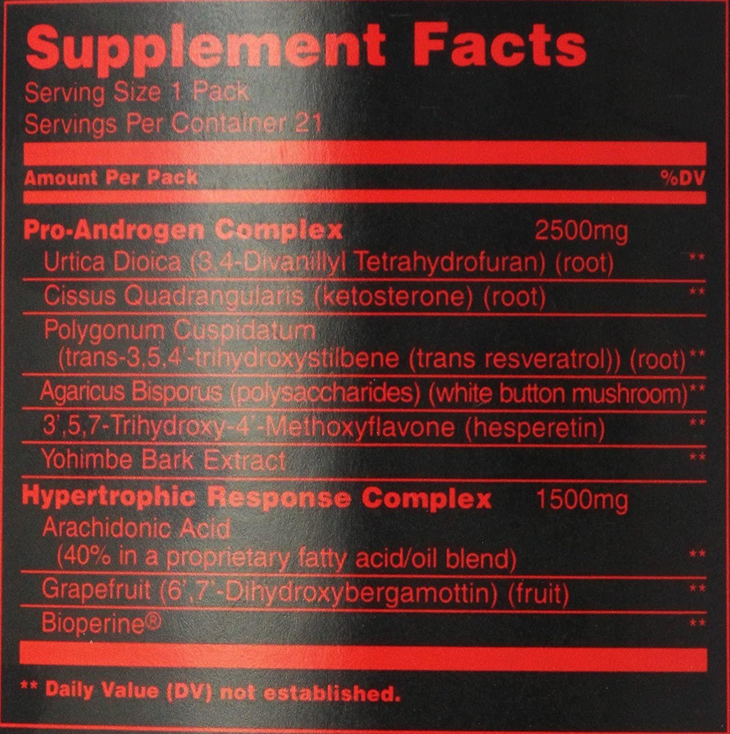 Animal Test Testosterone Booster For Men Arachidonic Acid, Yohimbe Bark, Trans Resveratrol, Cissus Quadrangularis Convenient All-in-one Packs for Strength Athletes and Bodybuilders 21 Day Cycle