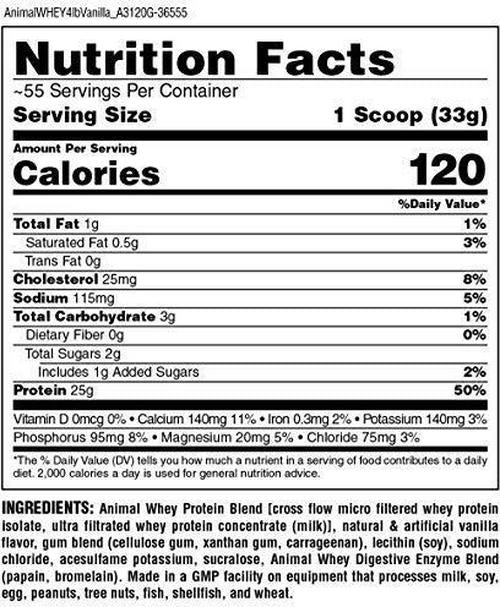 Animal Whey Isolate Whey Protein Powder Isolate Loaded for Post Workout and Recovery Low Sugar with Highly Digestible Whey Isolate Protein - Vanilla - 4 Pounds