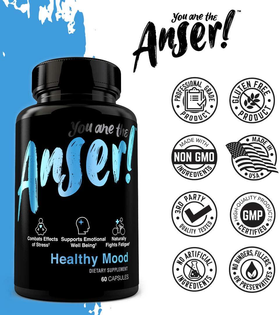 Anser Healthy Mood - with Rhodiola and Cordyceps to Promote a Healthy Stress Response and Emotional Well Being - Naturally Fights Fatigue Reduction - Caffeine and Stimulant Free- 60 Servings by Tia Mowry