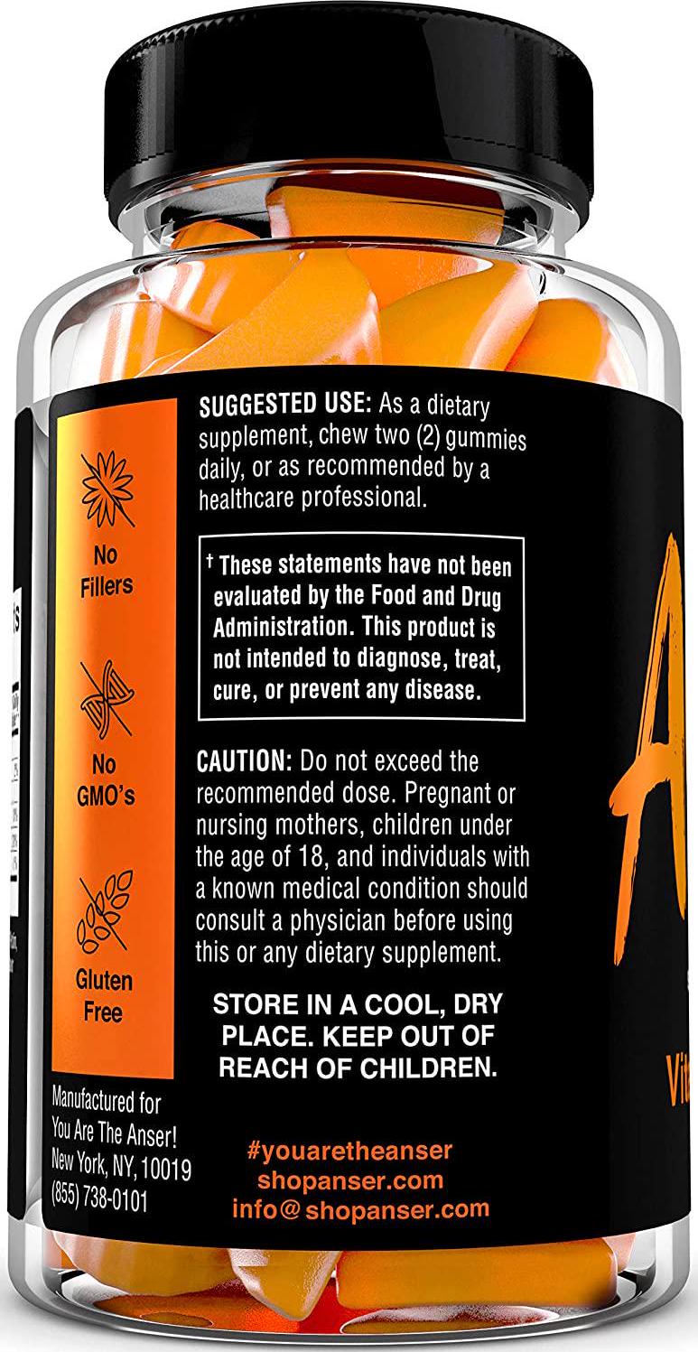 Anser Vitamin C Gummies for Adults - Supports Immune Defense with 250MG Per Serving -Natural Orange Flavor - Vegan, Gluten Free, No Artificial Ingredients - 30 Servings by Tia Mowry