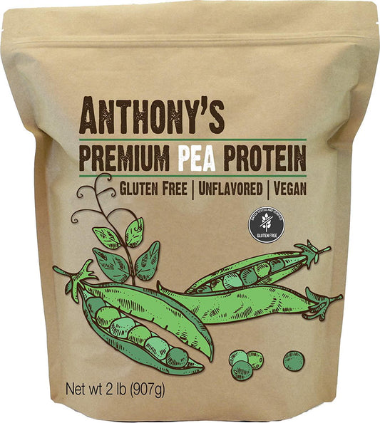 Anthony&#039;s Premium Pea Protein, 2 lb, Plant Based, Gluten Free, Unflavored, Vegan, Keto Friendly