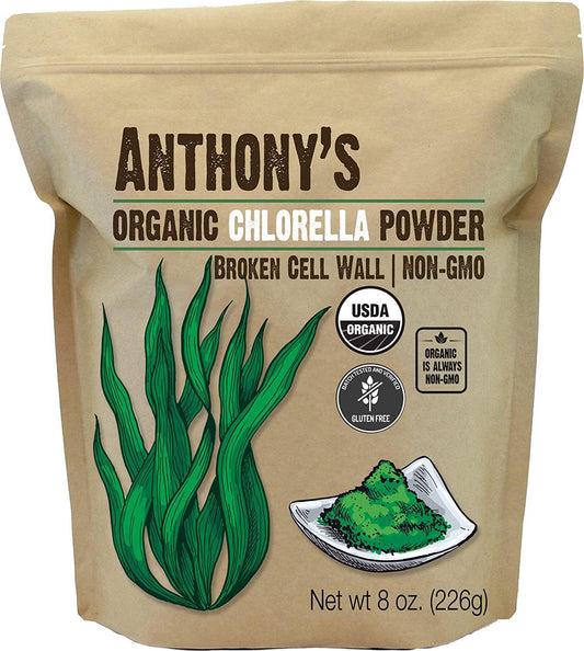 Anthony's Goods Organic Chlorella Powder, 8Oz, Non Gmo, Gluten Free, Broken Cell Wall