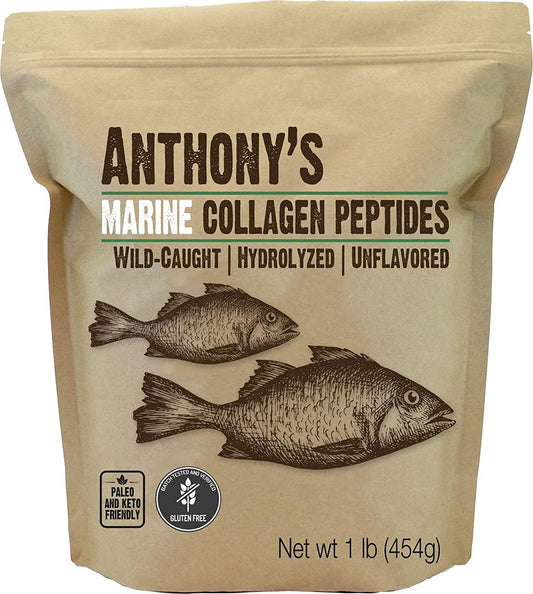 Anthony's Hydrolyzed Marine Collagen Peptides, 1Lb, Gluten Free, Paleo and Keto Friendly