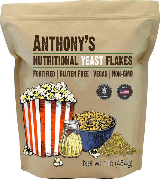 Anthony's Premium Nutritional Yeast Flakes, 1Lb, Fortified, Gluten Free, Non GMO, Vegan