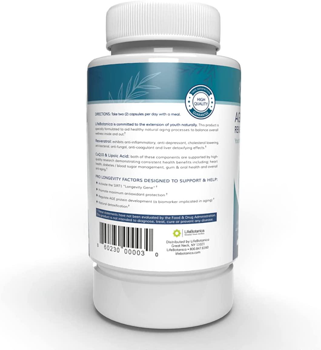 Anti-Aging Formula Scientifically Proven - Promotes Cell Rejuvenation and Activates SirT1 Longevity Gene - Slows Aging With Powerful Vitamins and ResVinol - Maintains Organ Health - Stay Vibrantly Young