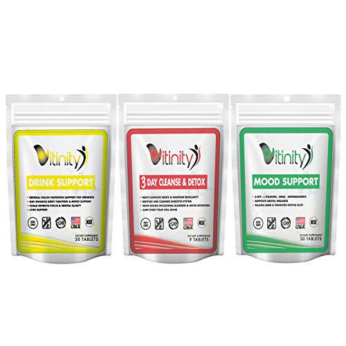 Anti Alcohol Drink,Detox,Mood Support 3 Step Multi Vitamin Program, Liver Health,Lower Alcohol Intake Formula-Kudzu,Milk Thistle,Holy Basil,DHM, Detoxify,Reduction,Nutrient Replenisher(3 Step Program)