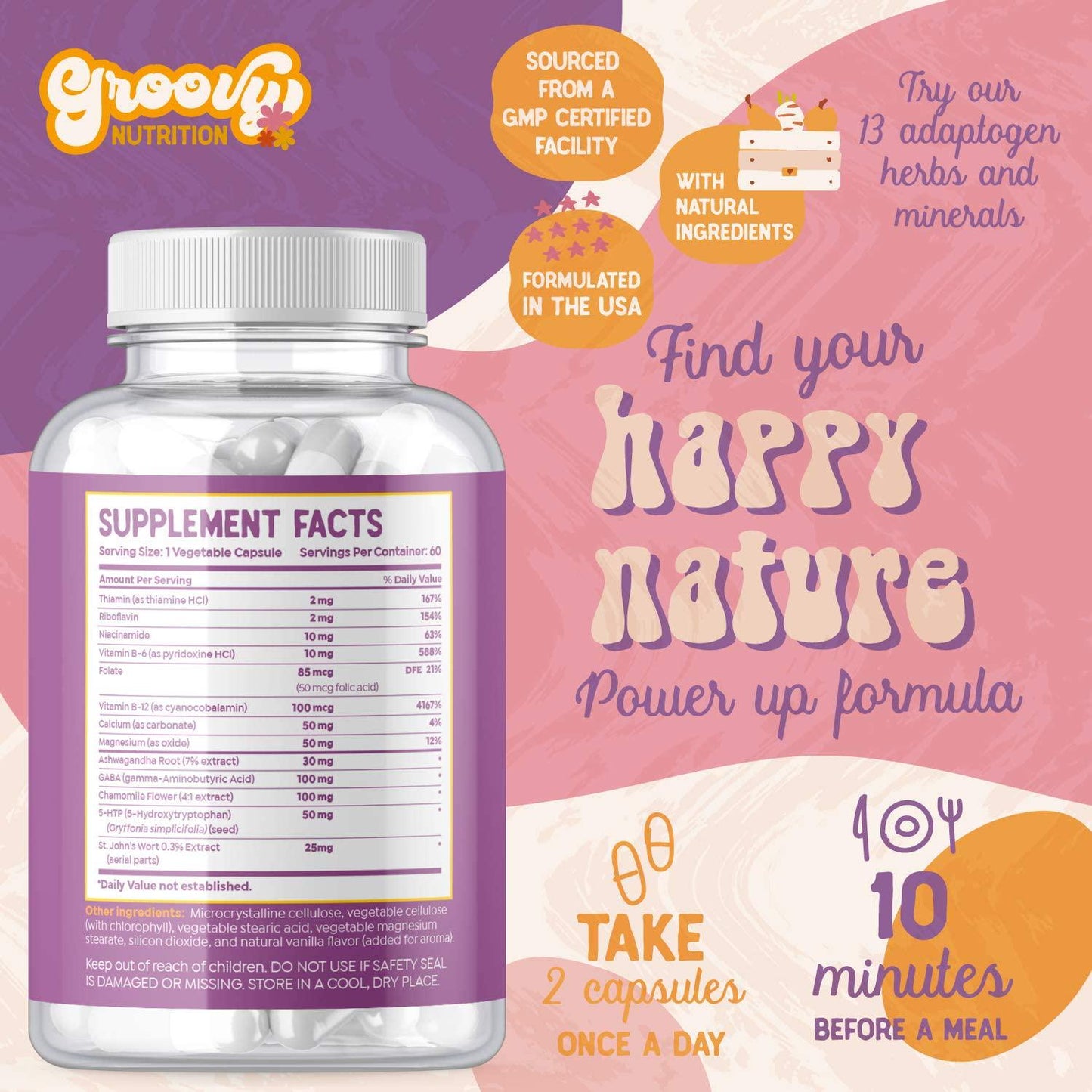 Anti Anxiety Supplements for Stress Relief, Mood Boost, Antidepressant, Natural Calm with 5HTP, Ashwagandha Extract, GABA │60 Non GMO Happy Pills and Serotonin Supplement