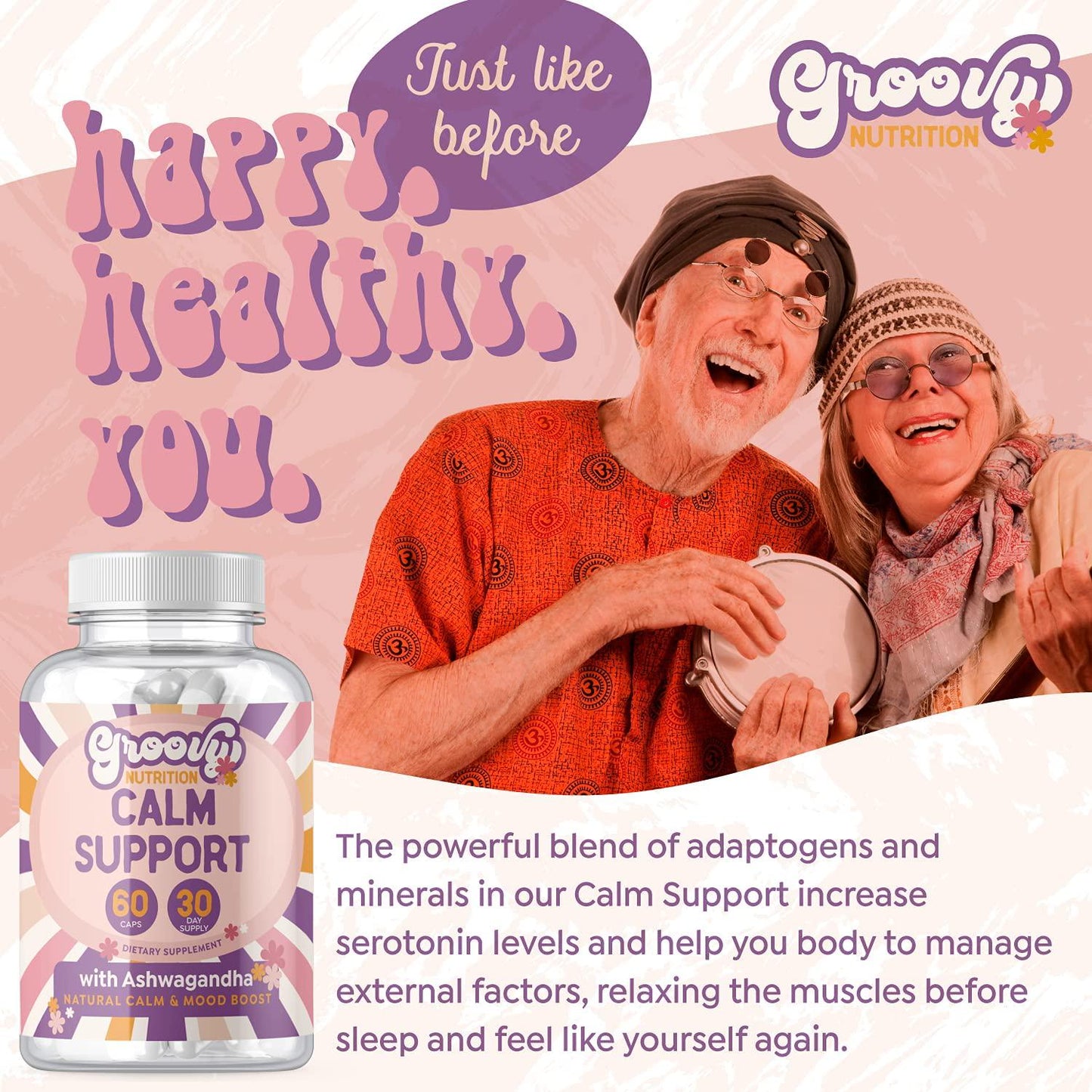 Anti Anxiety Supplements for Stress Relief, Mood Boost, Antidepressant, Natural Calm with 5HTP, Ashwagandha Extract, GABA │60 Non GMO Happy Pills and Serotonin Supplement