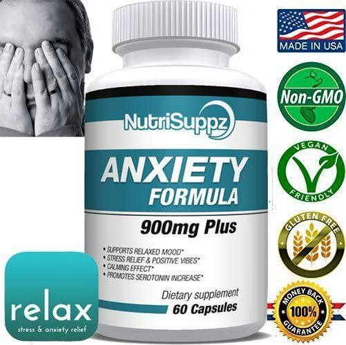 Anti Anxiety Supplement 900mg With Gaba, L-Theanine, 5-HTP, Ashwagandha, Magnesium Oxide, St. John's Wort, Chamomile - Positive Mood, Relaxed Mind, Promote Higher Serotonin, Live In Peace