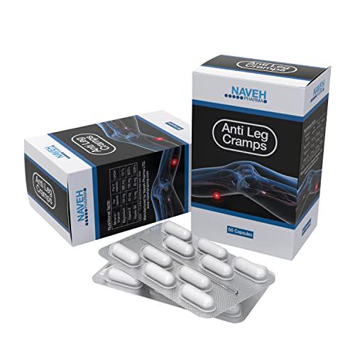 Anti Leg Cramps Magnesium Supplement for Muscle Pain Relief, 50 Caps 190mg, Nocturnal Leg Cramps, Pregnancy Cramps, Calf Cramps, Cramps in Feet, Charley Horse Natural, Proven Remedy by Naveh Pharma