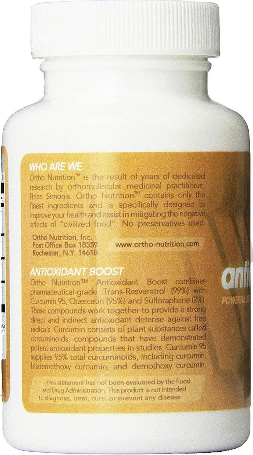 Antioxidant Boost - Resveratrol 99%, Curcumin 95, Sulforaphane, Quercetin - 500 Mg (60 Vegetarian Capsules)