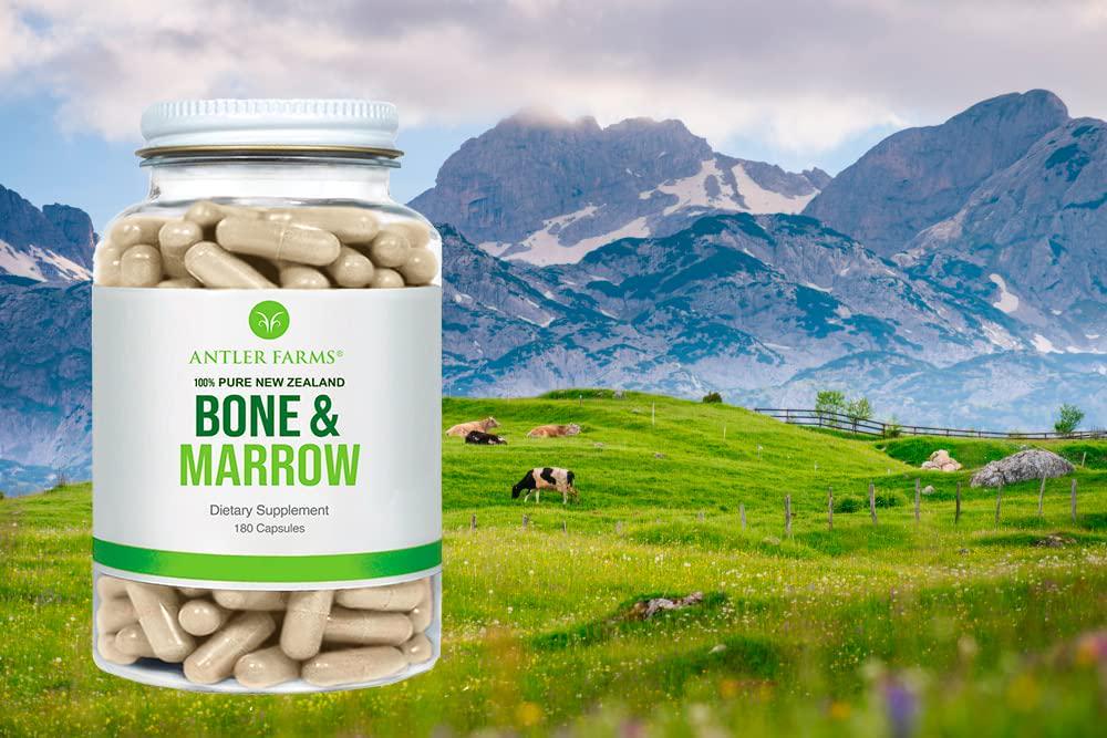 Antler Farms - 100% Pure New Zealand Bone and Marrow, 180 Capsules, 750mg - Grass Fed, Pasture Raised Whole Bone Extract, Healthy Essential Fats, Stem Cells, Collagen, Calcium, Phosphorus and Minerals