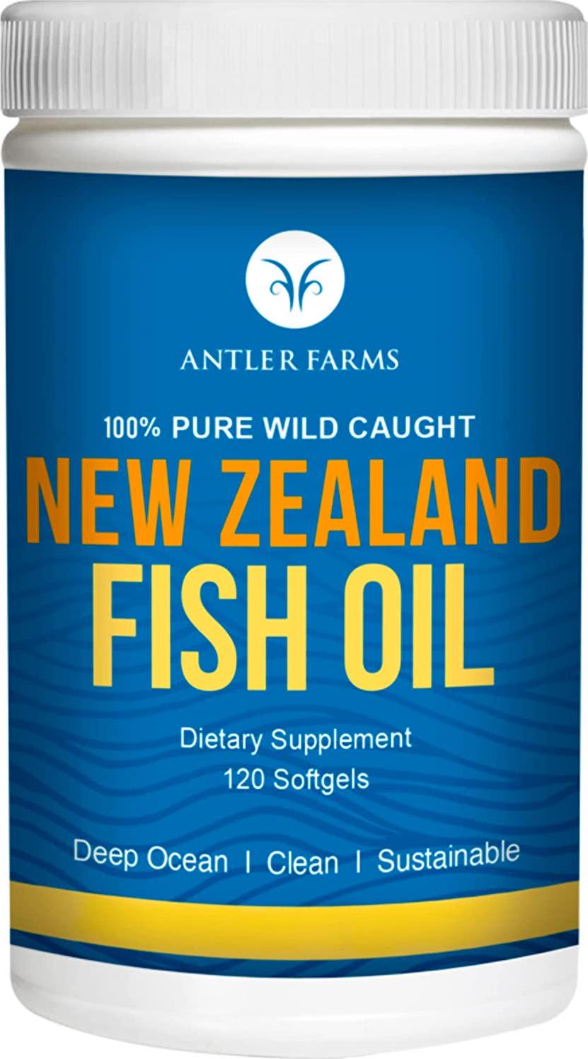 Antler Farms - 100% Pure Wild Caught New Zealand Fish Oil from Deep Ocean, Cold Water Fish, 120 Softgels - Clean, Fresh Omega-3 EPA + DHA Supplement, Keto Friendly, Super Clean