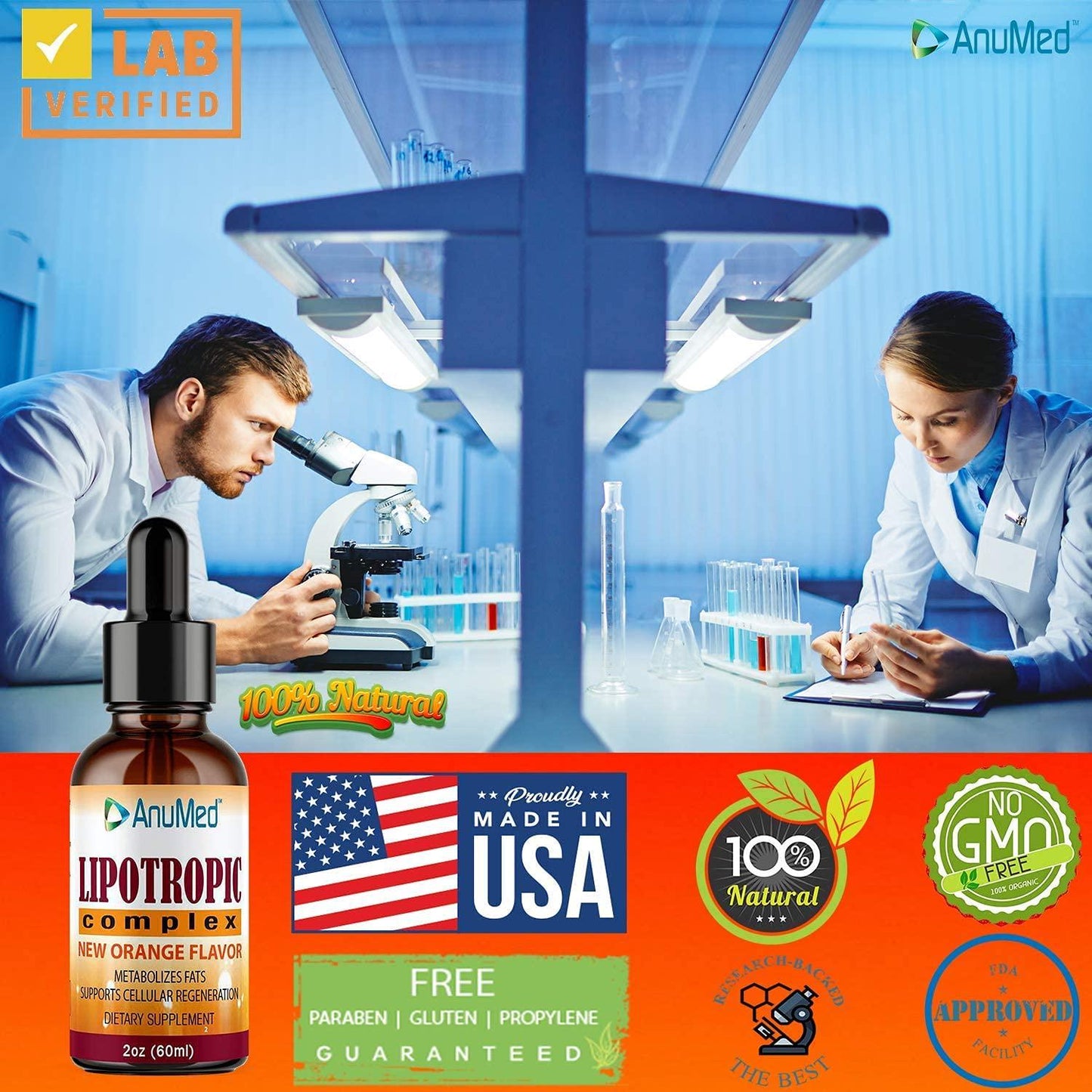 Anumed Lipotropic Liquid Liver-Health, Cleanse, Detox, Removes Alcohol Toxins, Nicotine, Medication, Antibiotics. Eliminate Toxins, and Fat in the liver. Cleanses Arteries, Balance Blood Glucose (2oz)