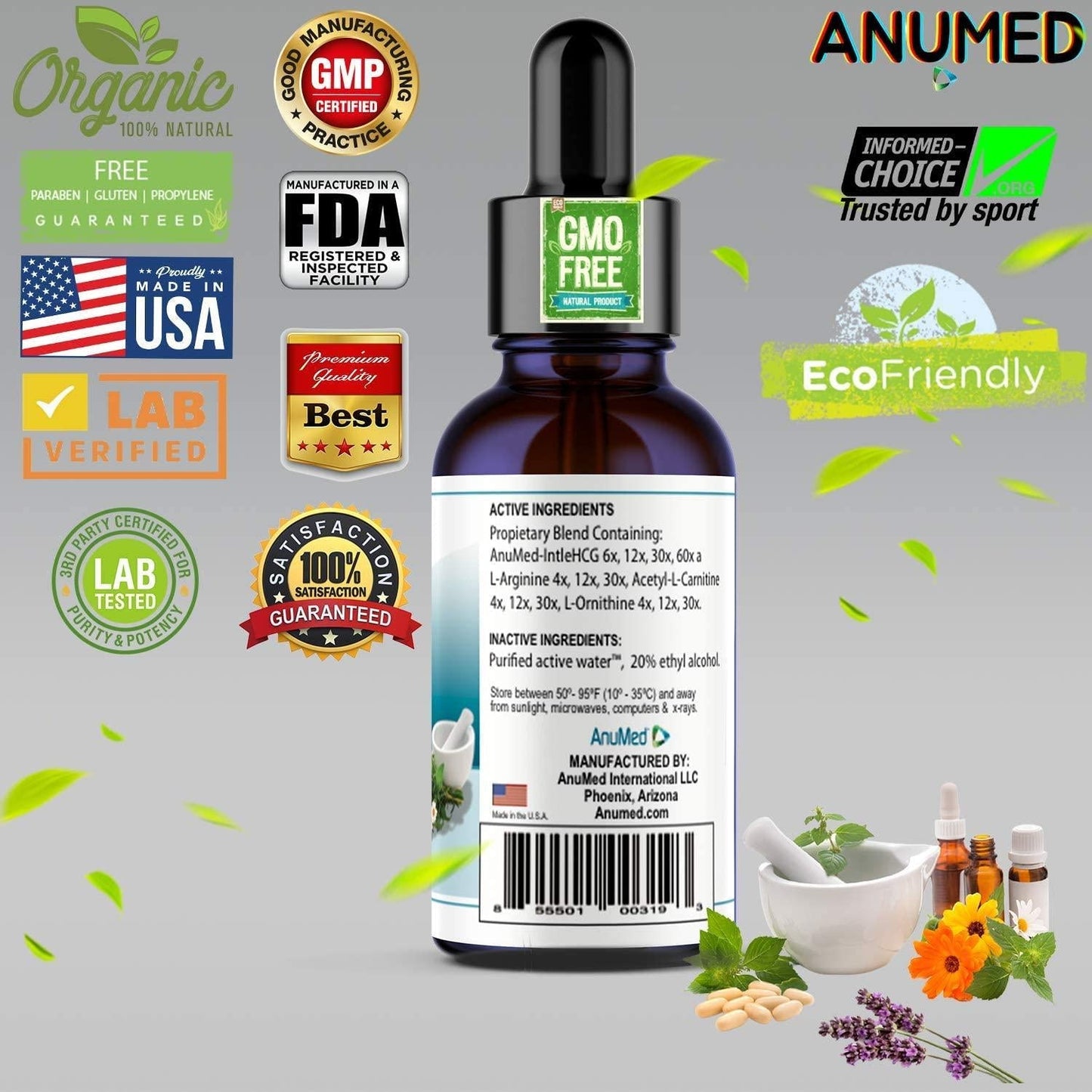 Anumed e-Drops Premium Fast Fat Burner | Metabolism and Energy Booster | Control Hunger | Super Fast Transformation | Healthy Weight Loss Drops | All Natural Vegan and Keto-Friendly for Women and Men (2oz)