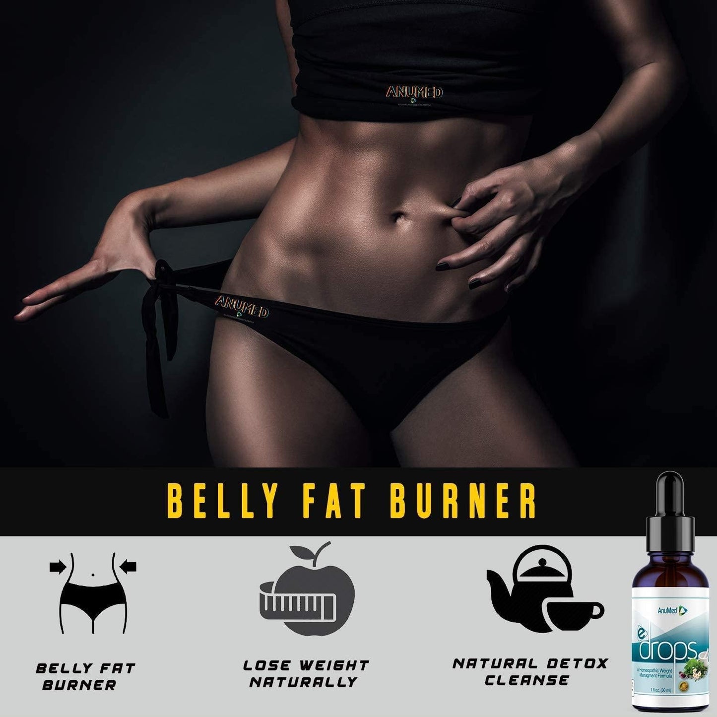 Anumed e-Drops Premium Fast Fat Burner | Metabolism and Energy Booster | Control Hunger | Super Fast Transformation | Healthy Weight Loss Drops | All Natural Vegan and Keto-Friendly for Women and Men (2oz)